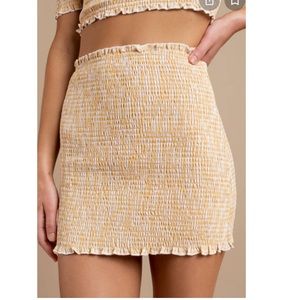 Tobi Smocked Yellow Bodycon Mini Skirt Small